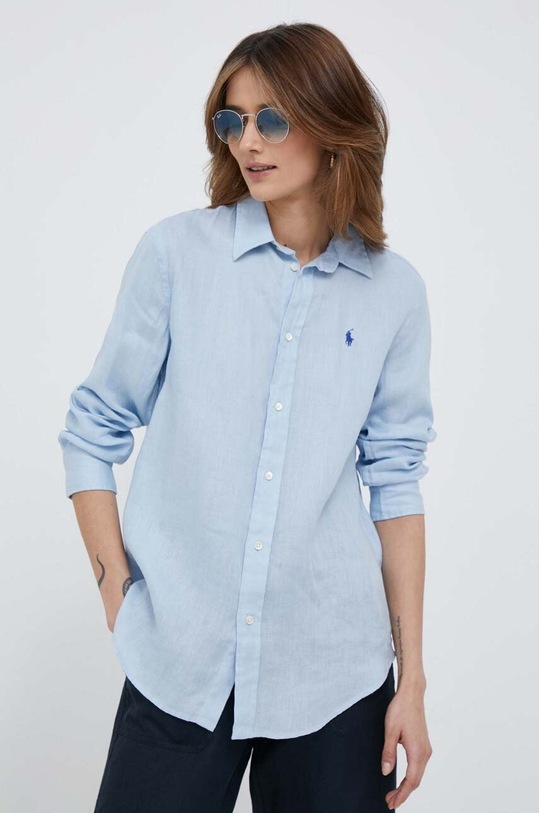 Polo Ralph Lauren koszula lniana niebieski 211920516