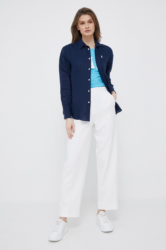 Ρούχα Πουκάμισο από λινό Polo Ralph Lauren 211920516 σκούρο μπλε