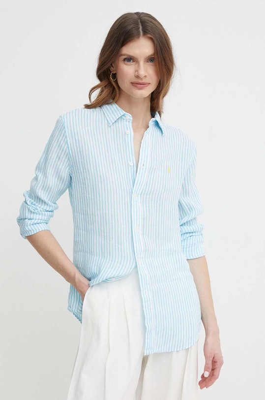 Polo Ralph Lauren camicia di lino biancheria blu 211910644