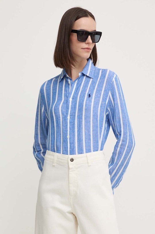 Polo Ralph Lauren koszula lniana niebieski 211910644
