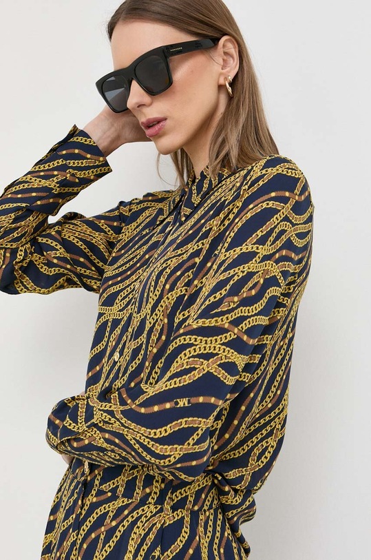 Srajca s primesjo svile MICHAEL Michael Kors MS340A68EE mornarsko modra