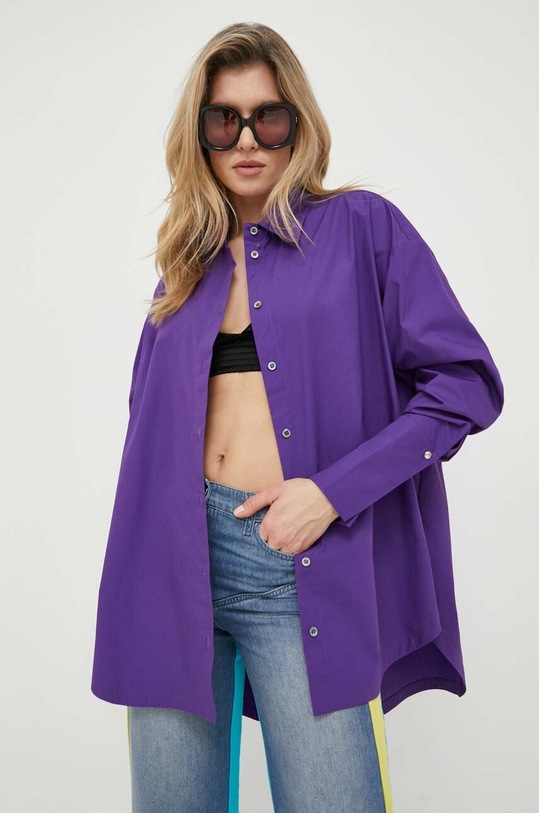 Хлопковая рубашка Patrizia Pepe casual фиолетовой 2C1458.A278
