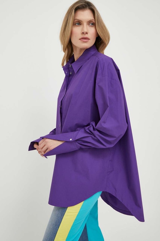 Хлопковая рубашка Patrizia Pepe фиолетовой 2C1458.A278