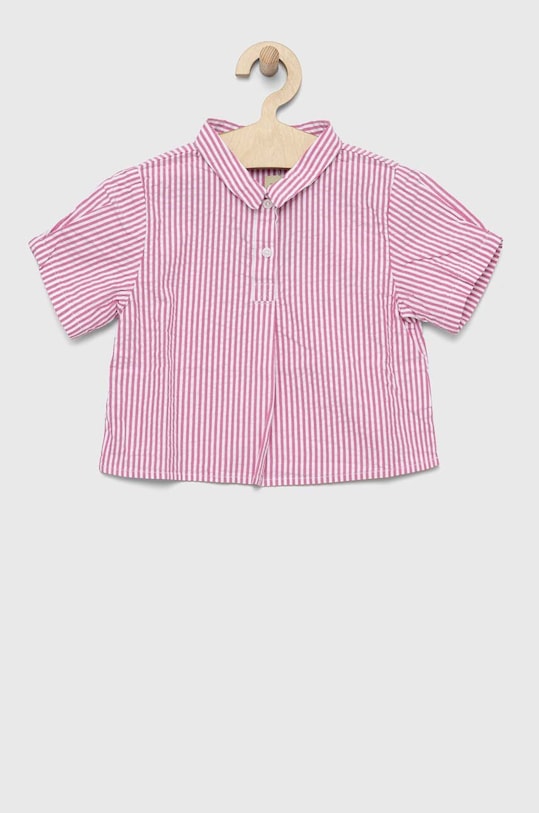 Detská bavlnená košeľa United Colors of Benetton pásiky ružová 5CBHGQ00Q.P.SEASONAL