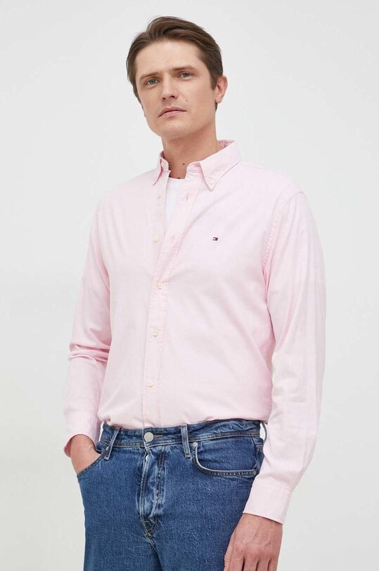 Košeľa Tommy Hilfiger jednofarebný fialová MW0MW29968.PPYX