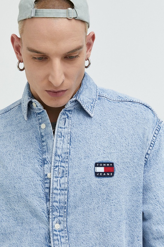 Bombažna srajca Tommy Jeans modra DM0DM15625.PPYX