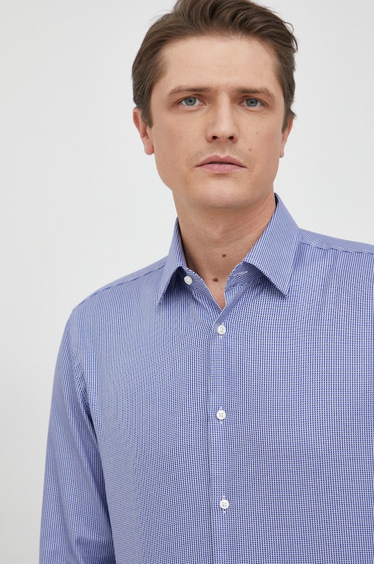 BOSS koszula bawełniana wzorzyste niebieski 50484395