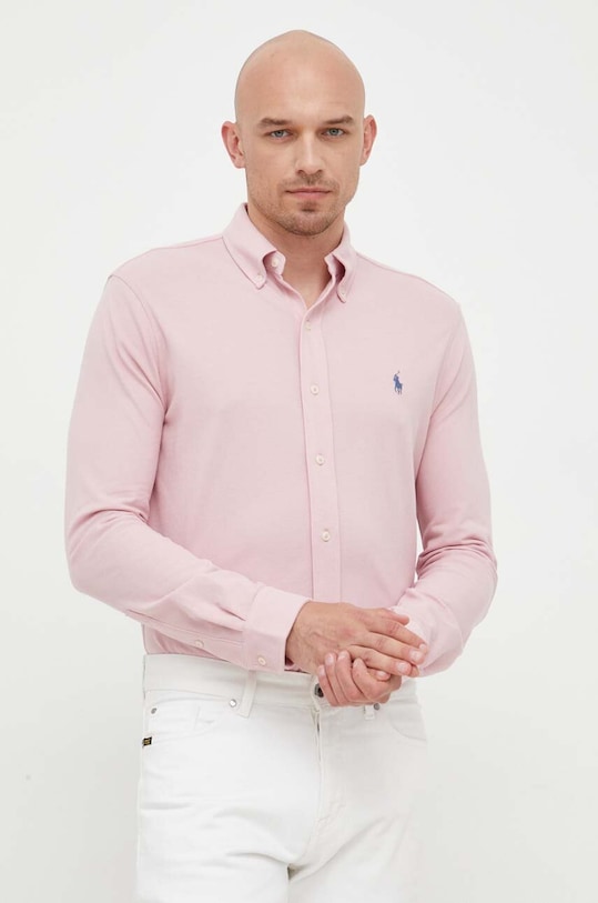 Polo Ralph Lauren cămașă din bumbac lung roz 710654408