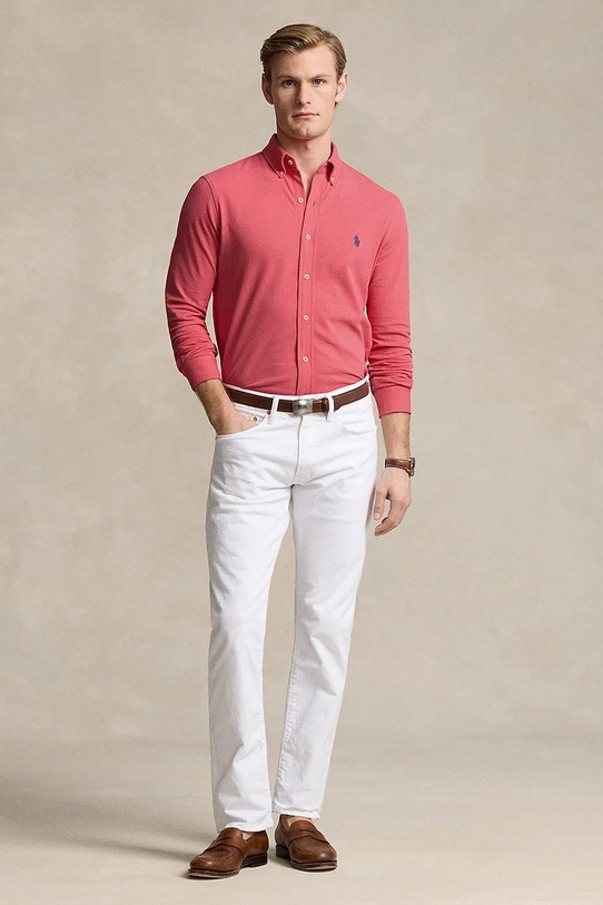 Одежда Хлопковая рубашка Polo Ralph Lauren 710654408 красный