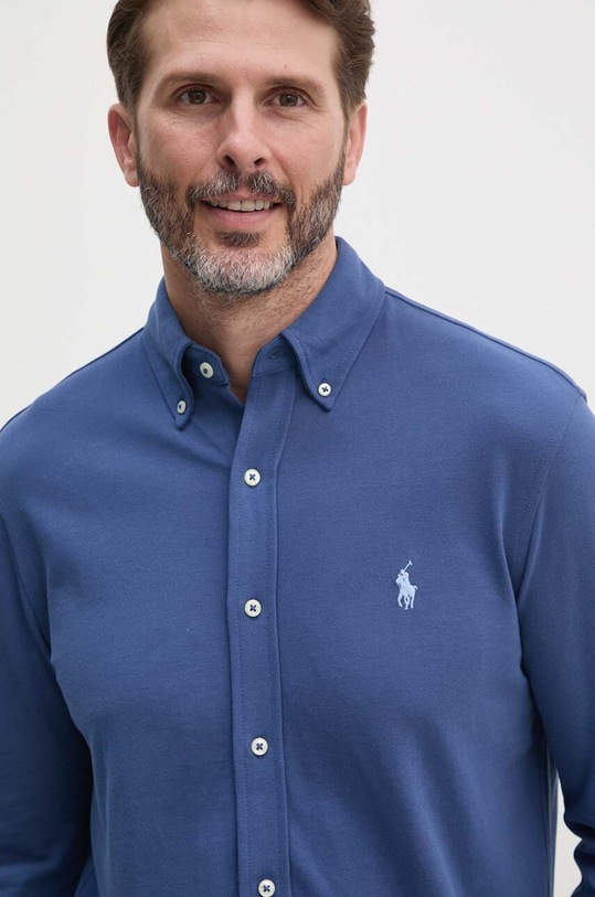 Βαμβακερό πουκάμισο Polo Ralph Lauren 710654408 μπλε