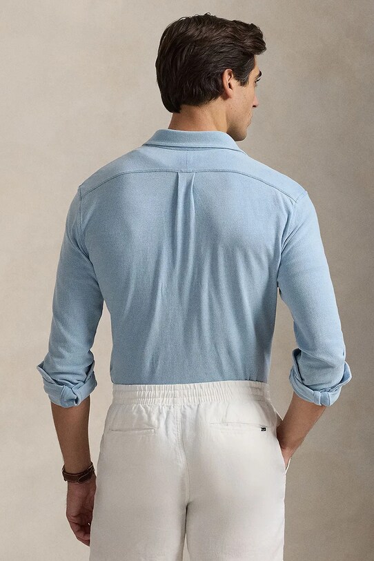 Хлопковая рубашка Polo Ralph Lauren 710654408 голубой AA00