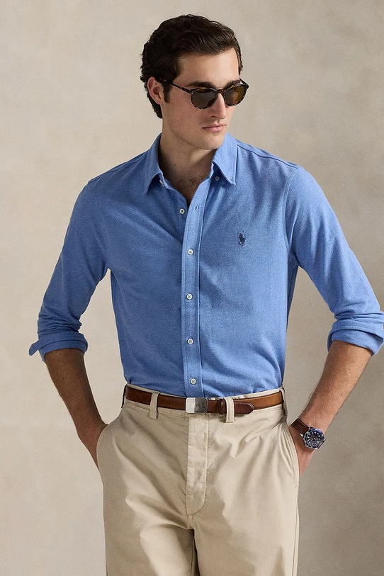Polo Ralph Lauren koszula bawełniana bawełna niebieski 710654408