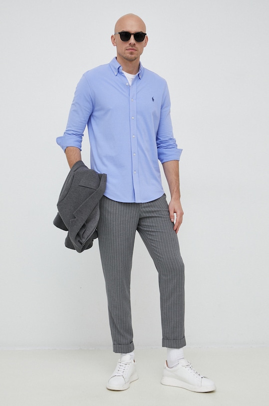 Odzież Polo Ralph Lauren koszula bawełniana 710654408 niebieski