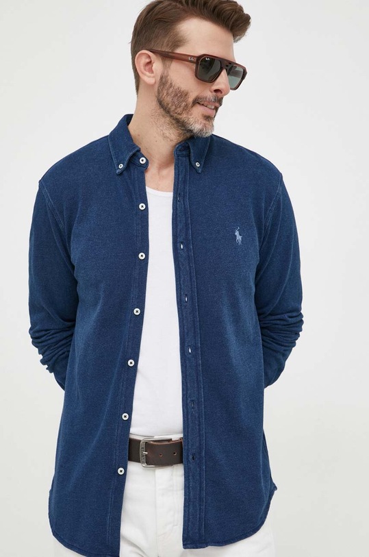 Bavlnená košeľa Polo Ralph Lauren tmavomodrá 710654408