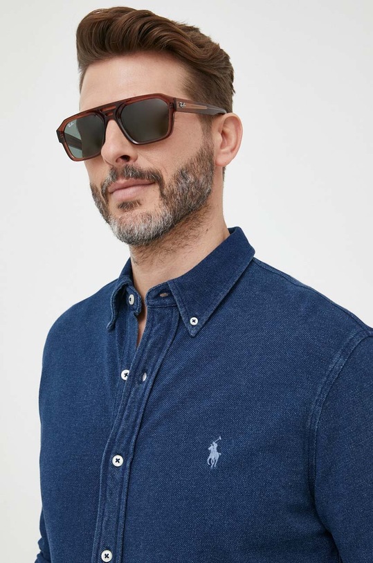 Bavlnená košeľa Polo Ralph Lauren 710654408 tmavomodrá