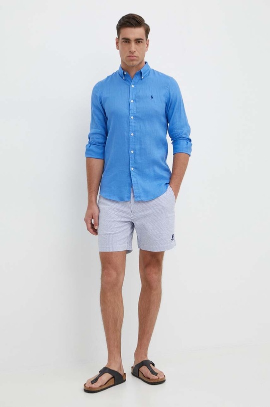 Oblečení Lněná košile Polo Ralph Lauren 710829443 modrá