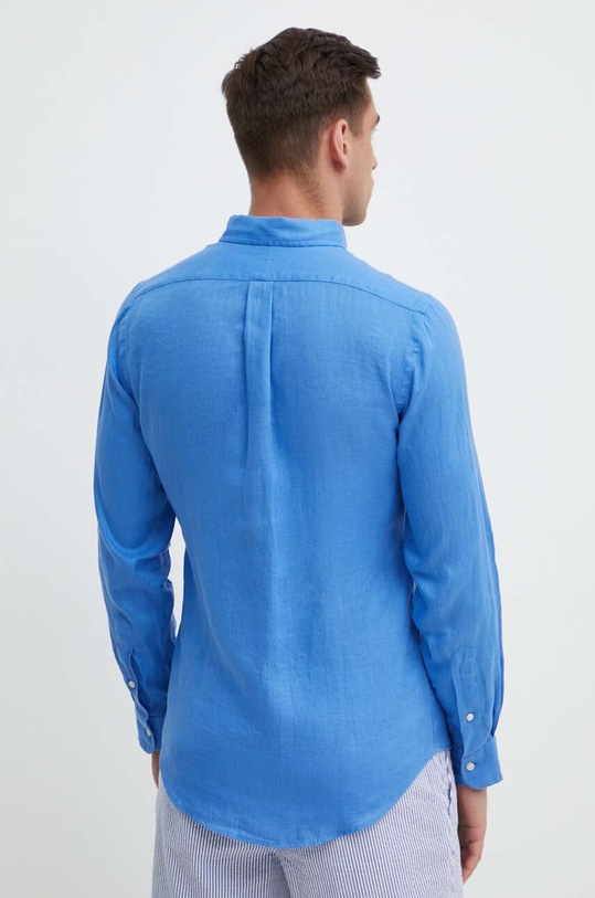 Lněná košile Polo Ralph Lauren modrá 710829443