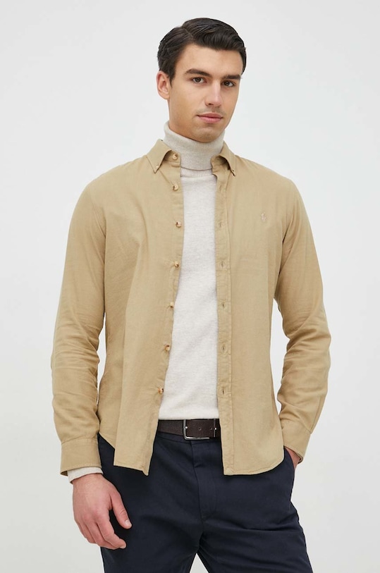 Bombažna srajca Polo Ralph Lauren zelena 710837297