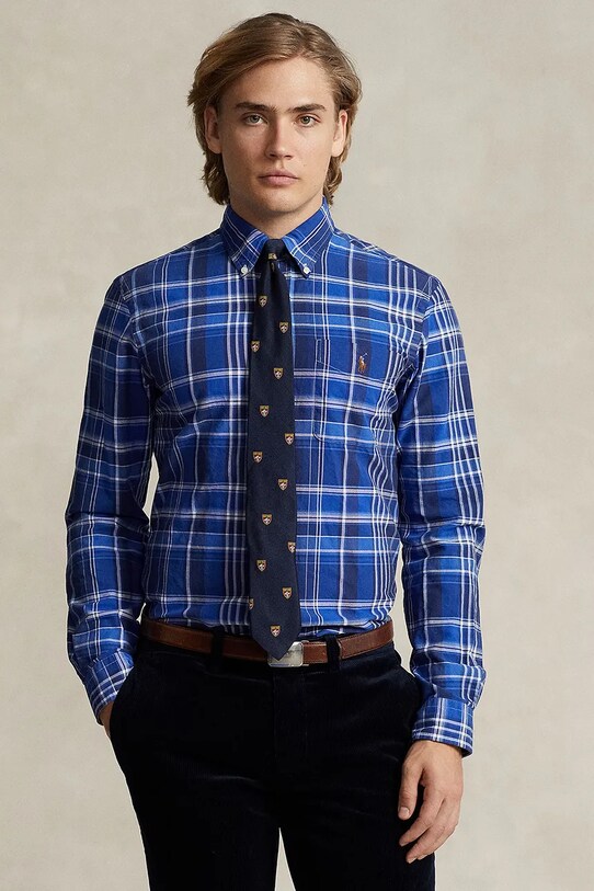 Хлопковая рубашка Polo Ralph Lauren узор мультиколор 710897267