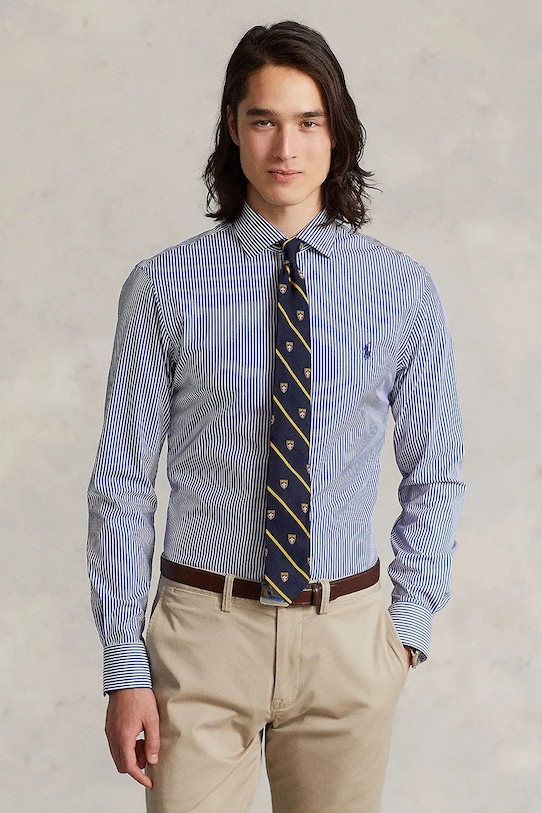 Памучна риза Polo Ralph Lauren вталена бял 712827064