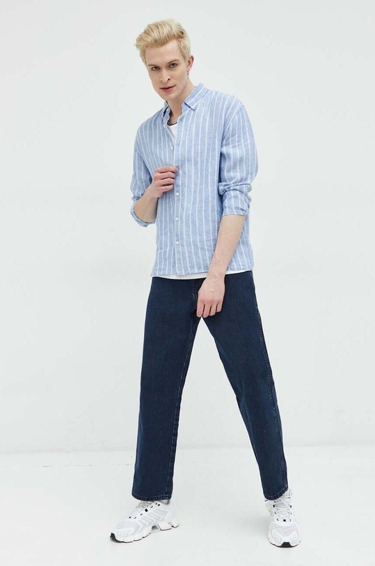 Plátěná košile Abercrombie & Fitch regular modrá KI125.3063.214