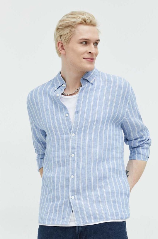 Oblečení Plátěná košile Abercrombie & Fitch KI125.3063.214 modrá