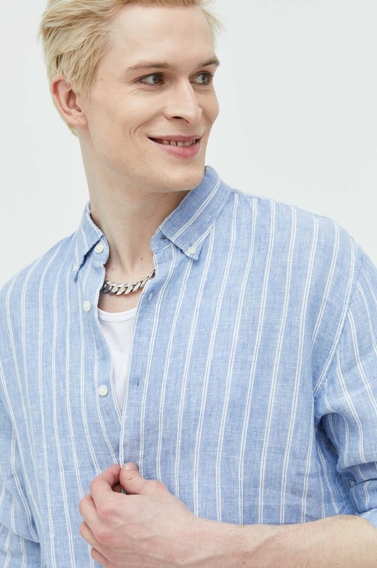 Plátěná košile Abercrombie & Fitch KI125.3063.214 modrá