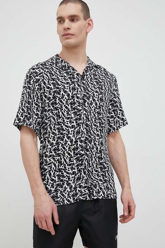 Košile Calvin Klein slim černá KM0KM00854.PPYX