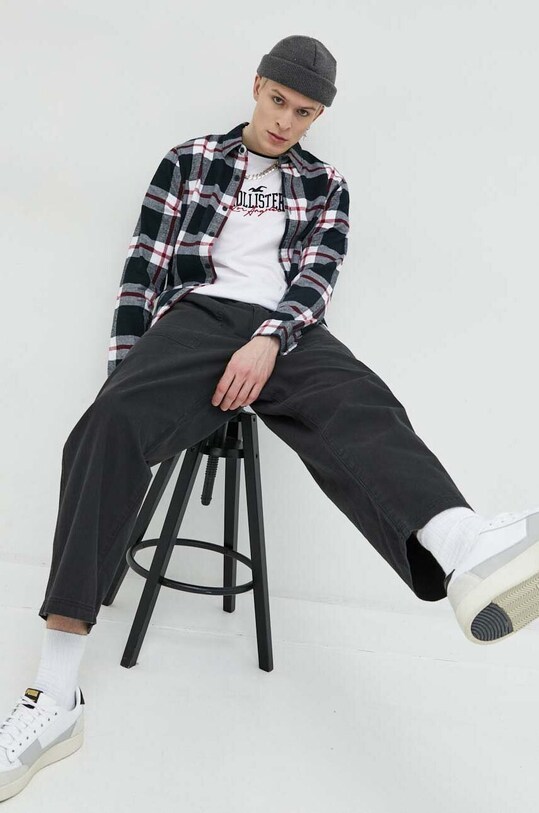Hollister Co. koszula bawełniana wzorzyste czarny KI325.3045.908