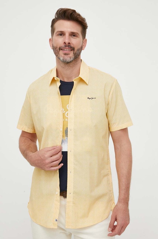 Pepe Jeans koszula bawełniana wzorzyste żółty PM307805.800