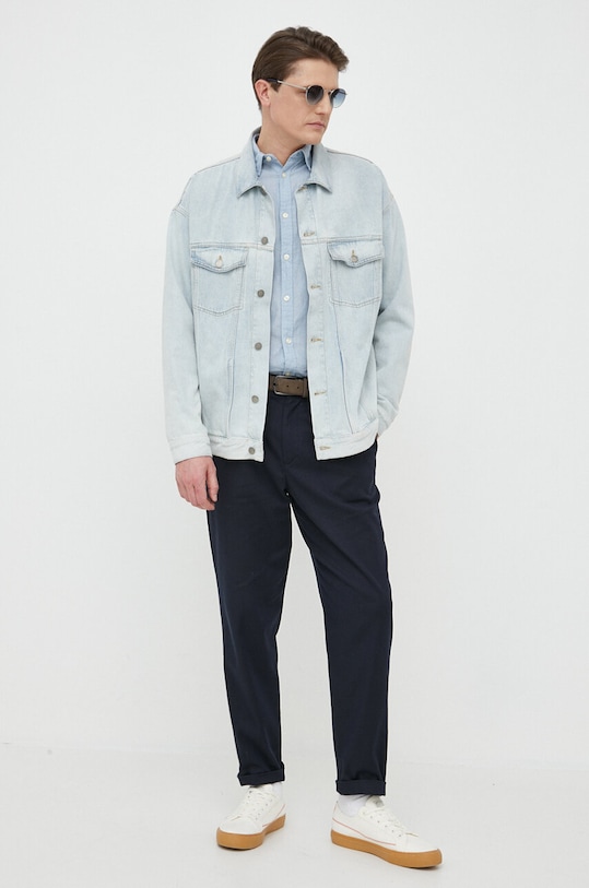 Odzież Pepe Jeans koszula lniana Parker Long PM307793.504 niebieski