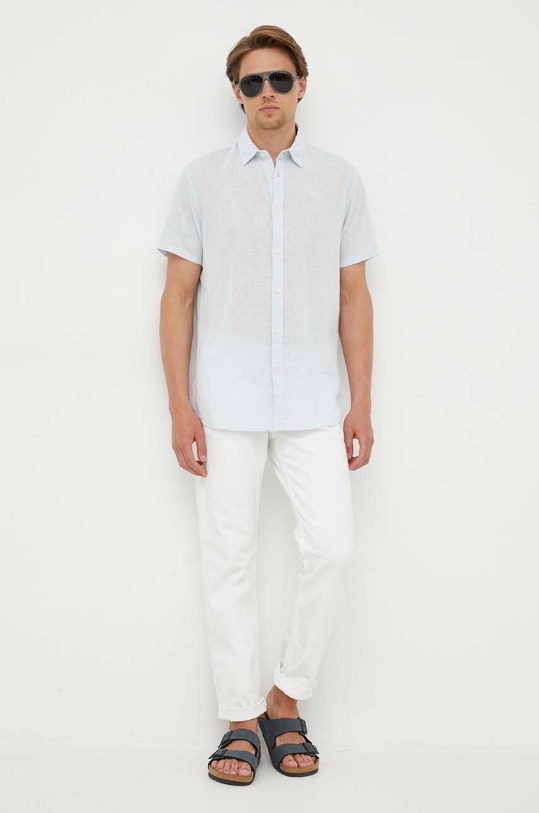 Pepe Jeans koszula lniana PM307794.504 niebieski SS23