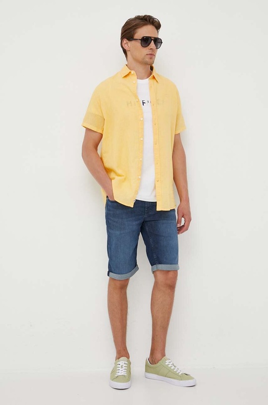 Πουκάμισο από λινό Pepe Jeans Parker PM307794.039 κίτρινο SS23