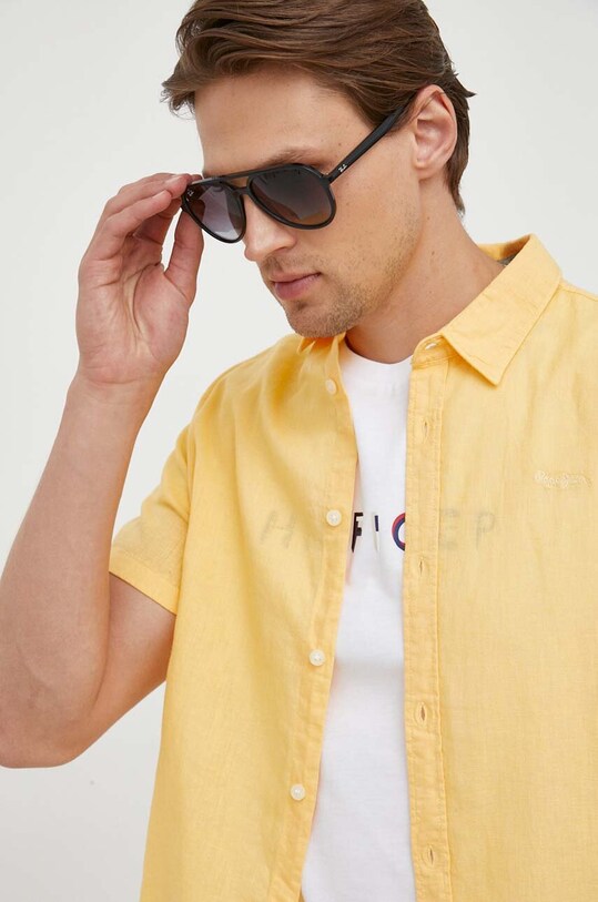 Pepe Jeans koszula lniana Parker żółty PM307794.039