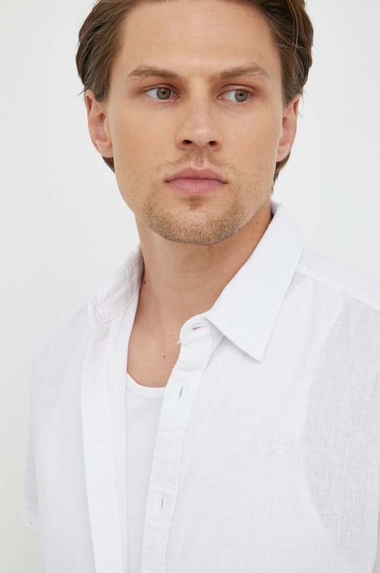 Pepe Jeans camicia di lino bianco PM307794.800