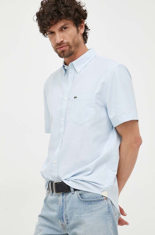 Lacoste camasa din bumbac scurt albastru CH0219