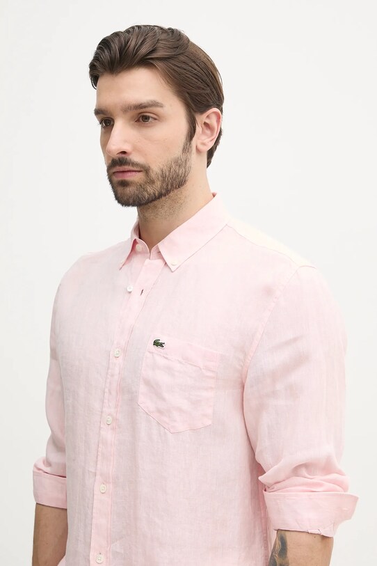 Lacoste camicia di lino rosa CH5692