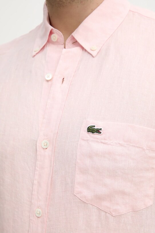 Lacoste camicia di lino CH5692 rosa