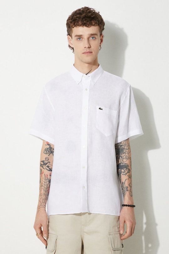 Lacoste koszula lniana regular biały CH5699