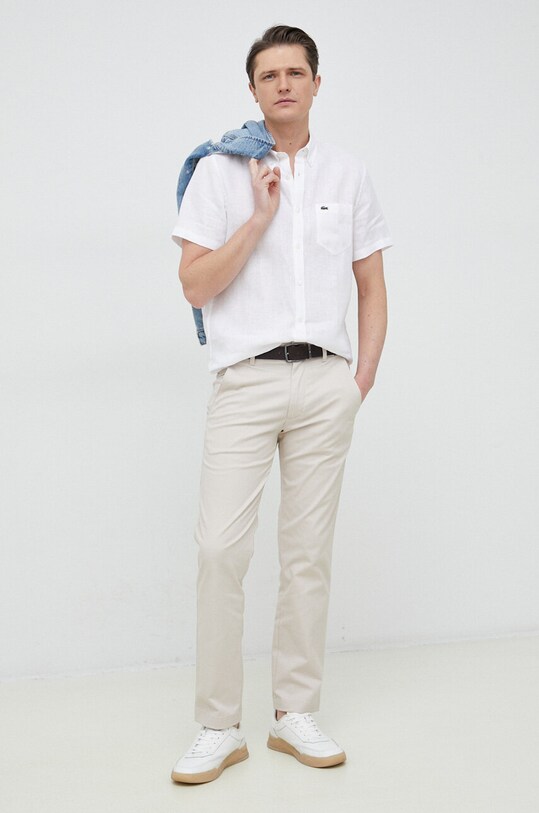 Lacoste camicia di lino CH5699 bianco SS25