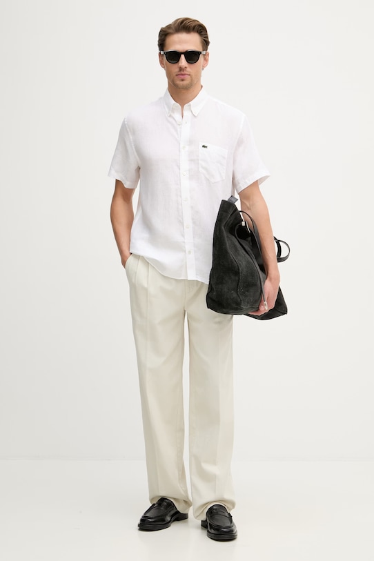 Lacoste koszula męska lniana CH5699 beżowy SS26