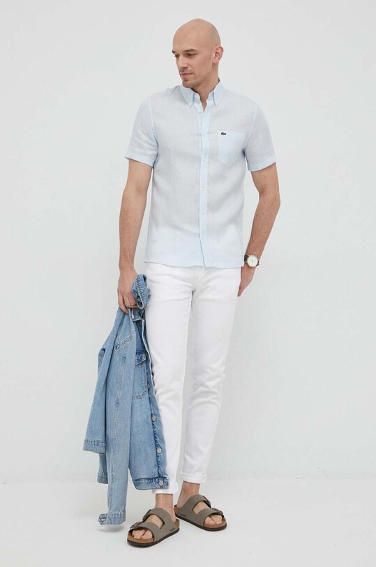 Льняная рубашка Lacoste CH5699 голубой SS25