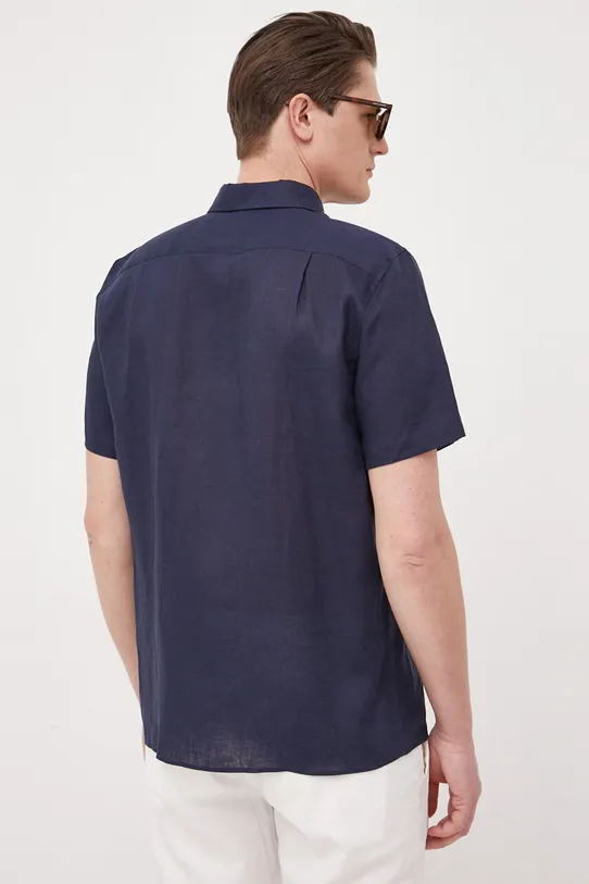 Abbigliamento Lacoste camicia di lino CH5699 blu navy