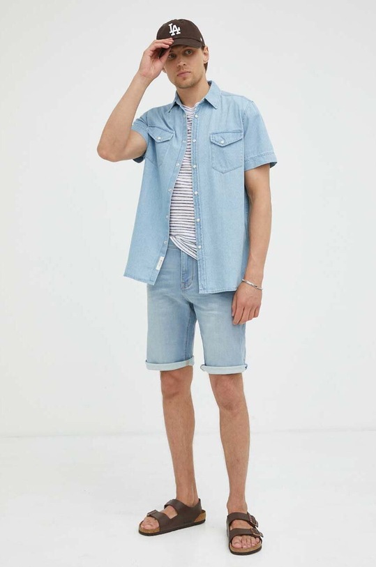 Βαμβακερό πουκάμισο Mustang 1013859.5000.210 μπλε SS23