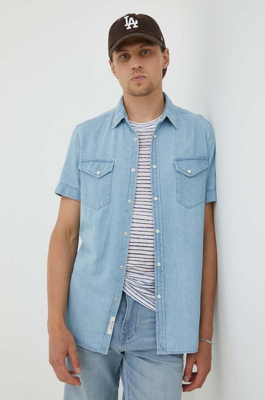 Βαμβακερό πουκάμισο Mustang μπλε 1013859.5000.210