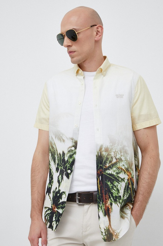 Guess camicia in cotone verde M3GH65.WFDS1