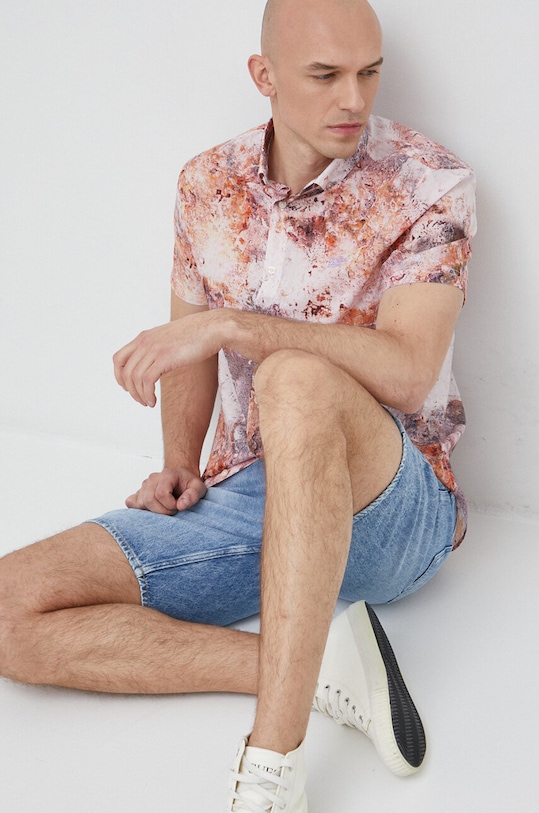 Guess koszula bawełniana wzorzyste multicolor M3GH65.WFDS1