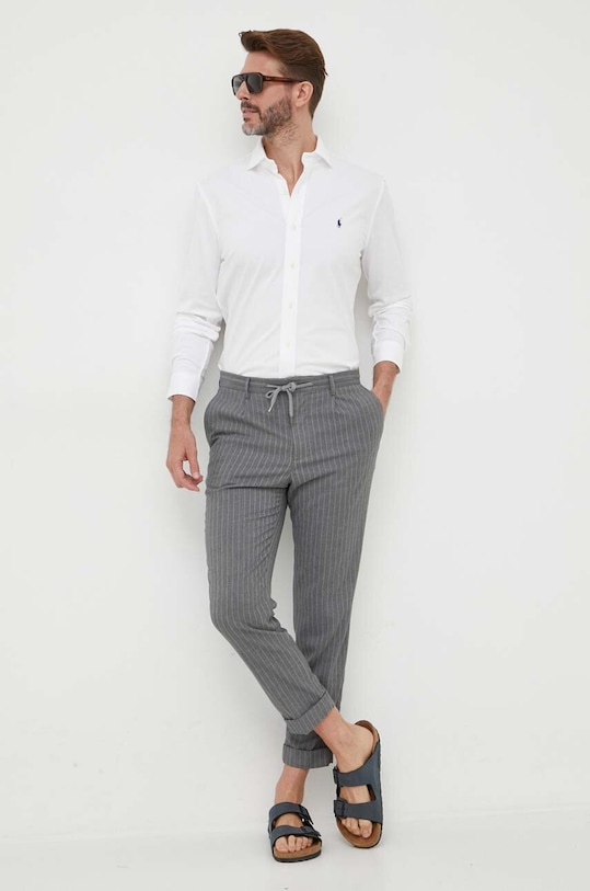 Odzież Polo Ralph Lauren koszula bawełniana 710899386 biały