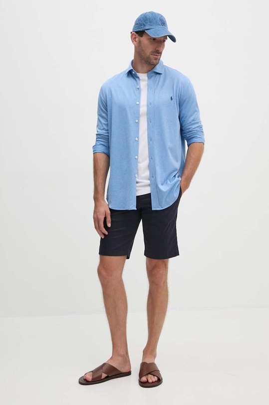 Odzież Polo Ralph Lauren koszula bawełniana 710899386 niebieski