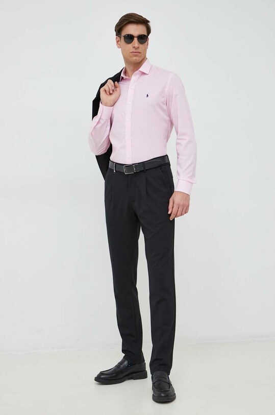 Bombažna srajca Polo Ralph Lauren 712907420 roza SS23